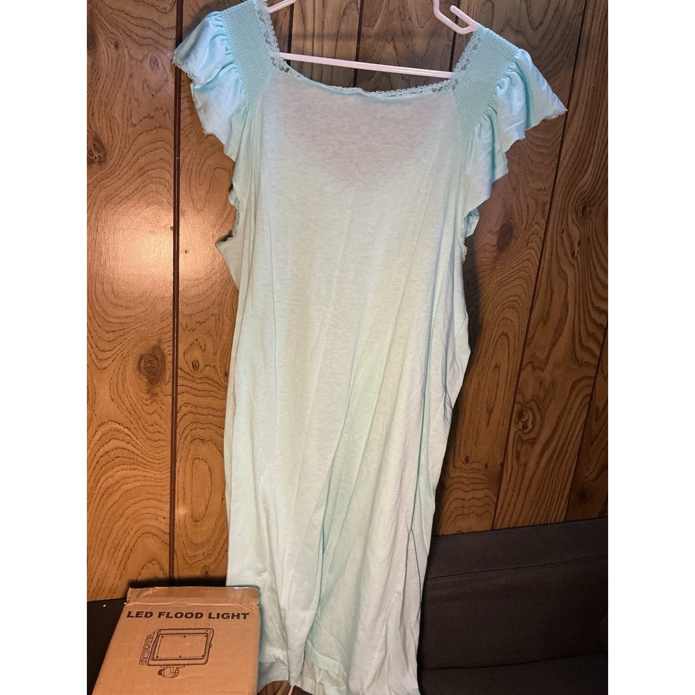Vintage Vanity Fair Blue Pink Lace Trim Nightgown Size XL Made in USA 70s - Picture 9 of 11